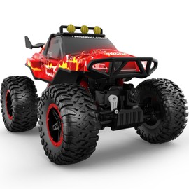 NQD 1:14 Big Off Road RC Truck, 4x4 Remote Control Monster Truck Car with Dual Motors Flashing Light Rock Crawler, 2.4ghz All Terrain Hobby Truck Toy Car for Boy Kids Adults Gifts