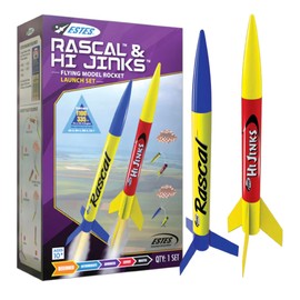 Estes 1499 Rascal and Hijinks Rocket Launch Set, Prebuilt Beginner Flying-Rocket-Model Set for Ages 10+, Includes Launch Pad System