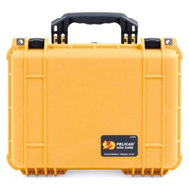 Pelican color Case Yellow Pelican 1450 case with Black Handle & latches. with Foam.