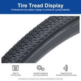 FengCan 1-PC 700C Bicycle Tyre 700 x 32C 32-622 Bicycle Tyre Foldable and 28 Inch Bicycle Inner Tube 700 x 25/32C Presta Valve 48 mm, Suitable for 700 x 32C 28 x 1.25 City/Road Bike Tyres