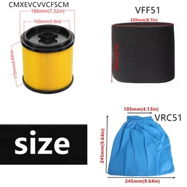 KLEAN AIR 1 SET VRC51 Filter dust Bag, CMXEVCVVCFSCM Cartridge Vacuum HEPA Filter, VFF51 FOAM WET FILTER Compatible with CRAFTSMAN 5-20 Gallon 19-75L Wet Dry Vacuums