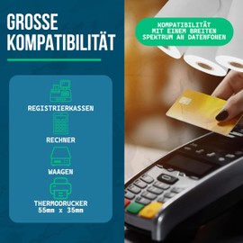 Thermal Paper 16 Thermal Rolls 57 mm x 35 mm x 12 mm Paper White Printing Paper Cash Rolls Tickets Receipt Rolls for Bankomat Sumup Paper Roll Paper without Bisphenol A