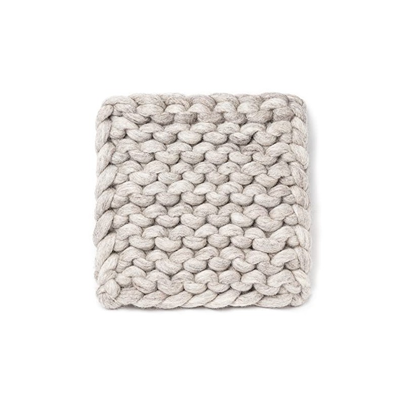 Abbott Collection Nepal Chunky Knitted Trivet - Wool Felt, Oatmeal