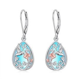 Alphm Hummingbird Moonstone Earrings 925 Sterling Silver