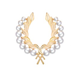 Pearl Rose Flower Brooch Crystal Butterfly Wheat Ear Corsage Rhinestone Camellia Suit Skirt Coat Badge Accessories for Women (Gold B)