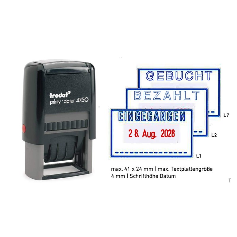 Stamp Trodat Printy Storage Stamp, Date Stamp 4750L Received Paid