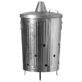 Gardenised 20-Gallon Galvanized Steel Incinerator Can with Lid & Vent Holes, High-Heat Outdoor Burn Bin for Leaves, Paper, Yard Waste & Garden Debris, Silver