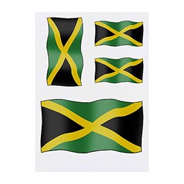 4 x 'Flag Of Jamaica' Temporary Tattoos - Water Resistant, Skin-Safe, Non-Toxic Transfers, Mixed Sizes (TO00046749)