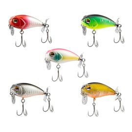 Fishing Lures with Propeller, 5-Pack Metal Crankbait Set, Multi-Color Hard Baits with Treble Hooks