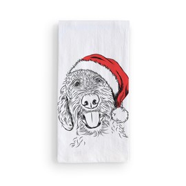 Inkopious Santa Dixie The Goldendoodle Tea Towel, Dishcloth, Dinner Napkin, Flour Sack Towel, Kitchen Decoration, Set of 1