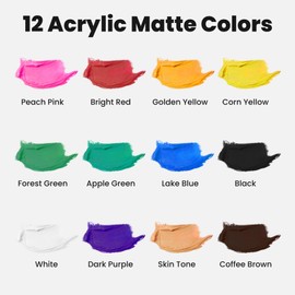 Acrylic Paint Set 12 Colors, 30ml Paint Bottles with Precision Applicator Tip, Water-Based Craft Paint for Car Freshie Painting, Wood, Rock, Fabric, Detail Painting and DIY Projects