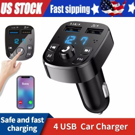 Unbranded Bluetooth 5.0 Car Wireless FM Transmitter Adapter 2USB PD Charger Hands-Free Lot - one 3ft cable only!!