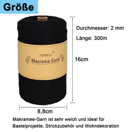 Macrame Yarn, 2 mm x 300 m Premium Cotton Yarn, DIY Crafts (Natural (2 mm))