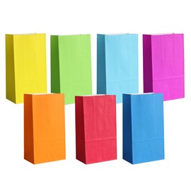 KEYYOOMY Small Colored Paper Bags Colored Goodie Bags Small Rainbow Party Favor Bag Paper Lunch Bag (80 CT, 4.7 X 2.4 X 8.7 In)