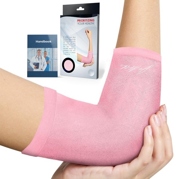 Doctor Developed Ladies Pink Elbow Compression Sleeve and Doctor Written Handbook- Relief from Tennis/Golfers Elbow & Other Elbow Conditions - Excellent Customer Support (S)