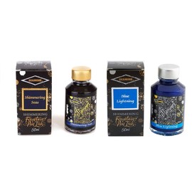 Diamine Fountain Pen Ink 50ml - Shimmering Sea & Blue Lightning - 2 Pack
