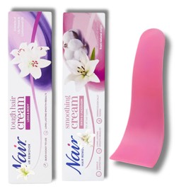 Nair Hair Removal Cream Bundle for Legs, Body, Bikini, and Underarms with BVO Luxe Depilatory Spatula Tool - Complete Hair Removal Solution for Smooth Skin