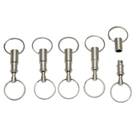 EBOOT 5 Pack Quick Release Detachable Keychain Dual Pull Apart Key Rings for Unisex Adult, Silver