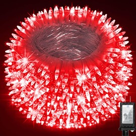 750 LED 240FT Christmas Lights Outdoor, 12 Pro Modes & Timer Memory Christmas Tree Light, Plug in Waterproof Clear Wire Twinkle Light for Xmas Yard Tree Wedding Party Decorations (Red)