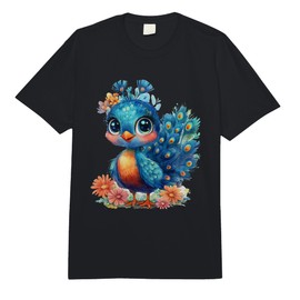 Baby Peacock with Flowers Sweet Peacock Feather Bird Daughter Comfort Colors Adult Heavyweight T-Shirt