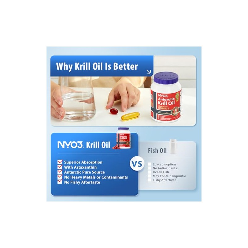 NYO3 Suplemento de aceite de krill Omega 3 1000 mg