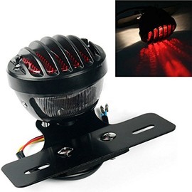 Karun 12V Round Bird Gauge Tail Lamp with Light Number Stays Bike Universal Round Black