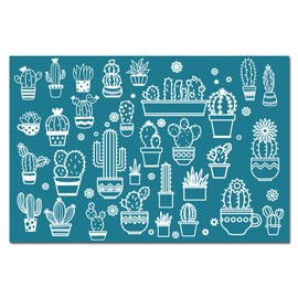 CREATCABIN Silk Screen Stencils for Polymer Clay Reusable Silkscreen Print Kit Self-Adhesive Printing DIY Art for Earring Jewelry Making Wood Fabric Wall T-Shirt Paper 5.9 x 3.9 Inch(Cactus Pattern)