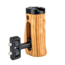 NICEYRIG Wooden Handle Grip with Built-in Cold Shoe and Threaded Holes for Camera Cage Shoulder Mount Support Rig System