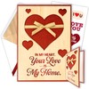 Decorably Individual Glittery Wood Valentine's Day Card with Die-Cut Hearts