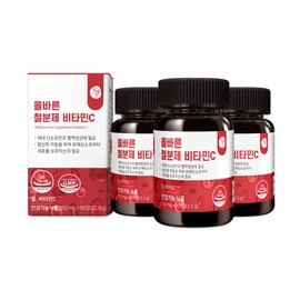 upright 3 bottles of correct iron vitamin C 90 tablets (total 270 tablets, 9 months supply) / 올바른 철분제 비타민C 90정 3병 (총 270정 9개월분)