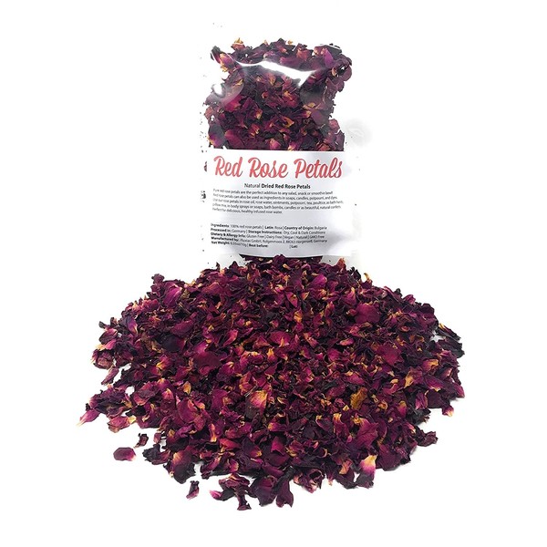 Red Rose Petals - Pure, edible & natural - Net weight: 0.35oz/10g - Perfect addition to any salad, snack or smoothie bowl, hydrosol creating and DIY body care products, sprinkles for bath/decoration