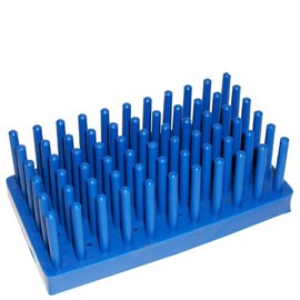 66 Place Pillar Plastic Test Tube Rack for 12-15mm Tubes, Blue (Each) Karter Scientific 400U2