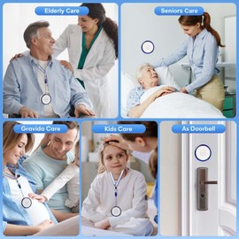 Caregiver Pager Alert Button for Home, Life Alert Bell for Elderly Monitoring Emergency Button Bell, 500FT Wireless Panic Call Button Alarm Nurse Care for Seniors Patients, Waterproof