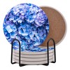 Flowers Blue Hydrangea Round Coasters Set of 6 - Abosrbent