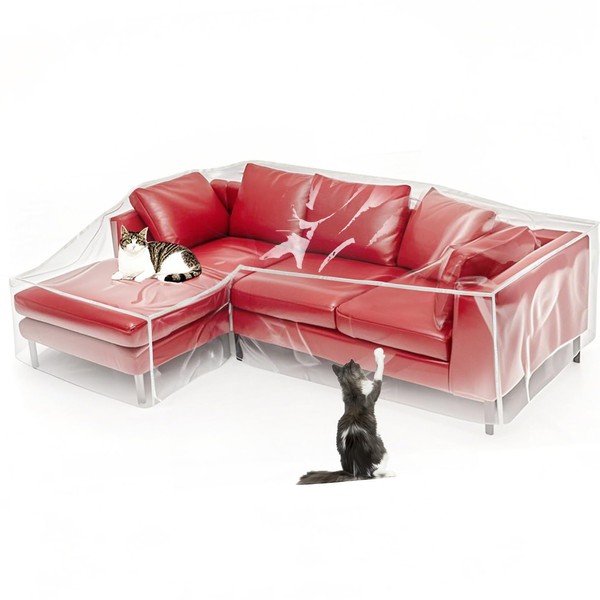 Wibeelee Large Clear L Couch Cover Vinyl Heavy Duty Waterproof