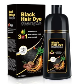 Champú de tinte para cabello negro 3 en 1 Champu para canas, para cobertura de cabello gris, champú de color negro herbario natural para mujeres, cham