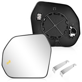 TOP-MAX Driver Side Mirror Glass Compatible with 2022 2023 2024 Toyota Tundra with Blind Spot Detection, Left Side Convex Power Heated Rearview Mirror with 2 Clips