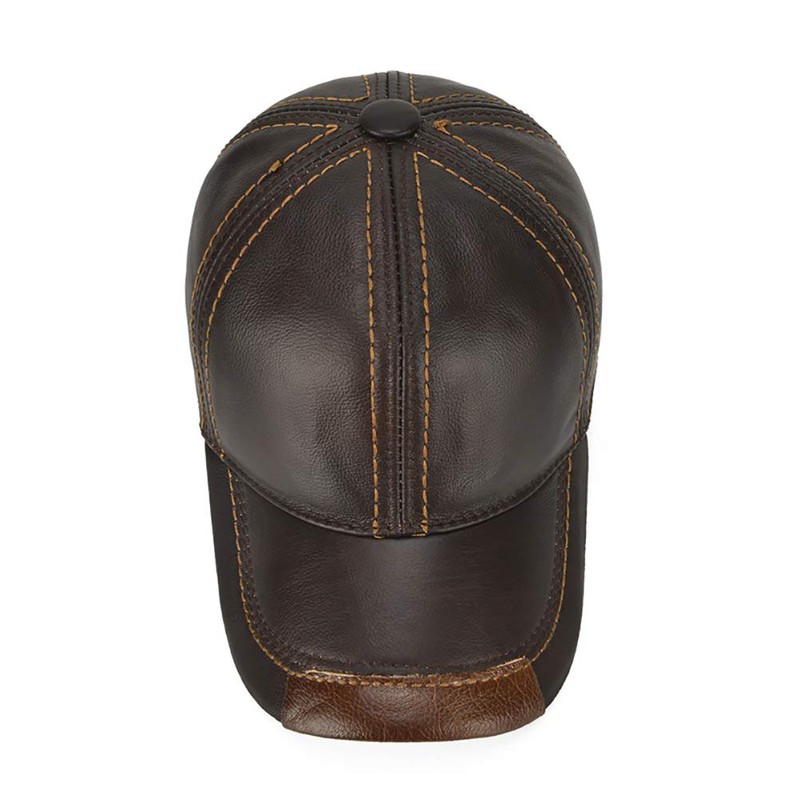 Gudessly Adjustable Men's Genuine Cowhide Leather Baseball Cap for Fall