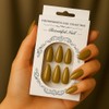 Glossy Musterd Olive Press On Nails – Almond Shape, Medium