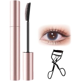 Relaxrich Mascara, Relaxrich Lengthening and Curling Mascara, Relaxrich Lengthening Mascara, With Eyelash Curler, Waterproof, Long-Lasting and Smudge-Free (Black, one size)