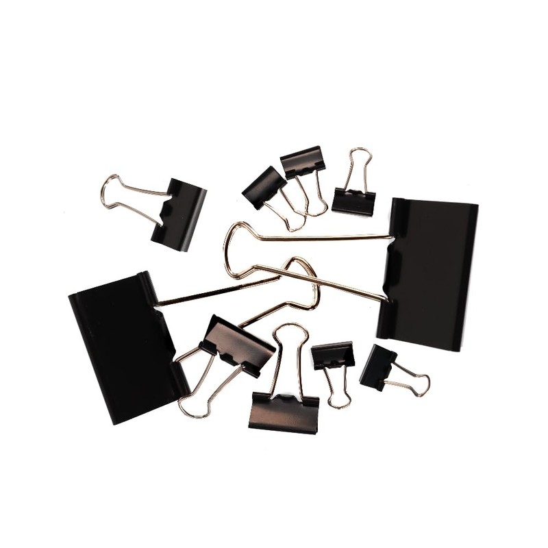Binder Clips 10 X Black Strong Metal Fold Back Bulldog