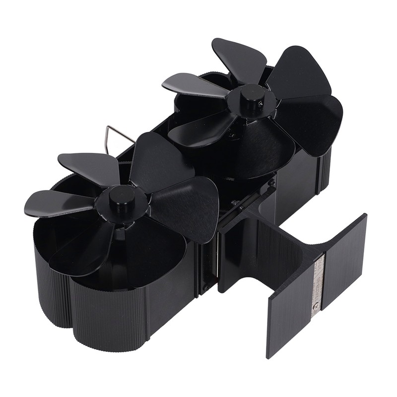 6 Blades Heat Powered Stove Fan Dual Head Fireplace Fan