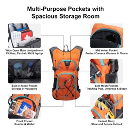 EVERFUN Hydration Backpack Water Backpack with Water Bladder 2-Liter Hiking Day Pack Women Men Lightweight Insulation Hydration Day Rucksack for Hiking, Cycling, Running, Climbing, Camping