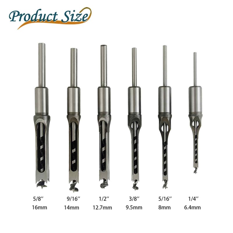 YuYBrightmi Square Hole Mortise Chisel Drill Bit Tools 1/4", 5/16",