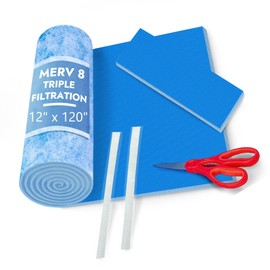 NORTHWEST ENTERPRISES Cut to Size Floor Vent Air Filters for home - MERV 8 Electrostatic Cut to Fit Air Filter Roll & Adhesive Hook Tape (12" x 120" Triple Filtration)