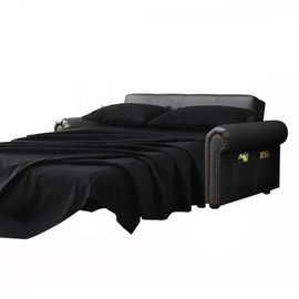 Kingnex Sofa Bed Sheets Full Size for Sleeper Sofa Bed with 4-6 Deep Pocket Soft Double Brushed 1800 Microfiber 4 Piece Bedding Set (54"x72"x6") Black