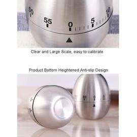 ZAAWUUT Egg Kitchen Timer Stainless Steel Mechanical Rotating 60 Minute Countdown Timer for Kitchen Cooking Work Learning