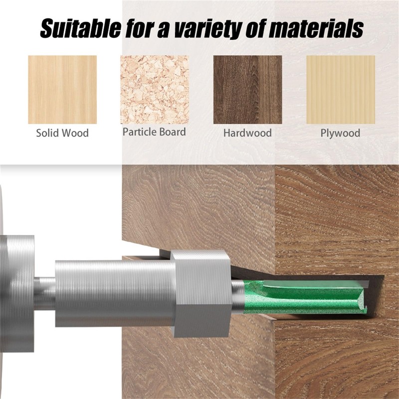 MACHSWON Straight Router Bit 8mm Shank,Double Flute Woodworking Milling Cutter