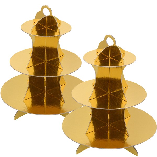My Party Time 3-Tier Cardboard Gold Cupcake Stand/Tower 2-Set (Available in 10 Colors)