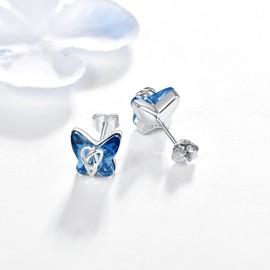 Schmetterling Ohrstecker 925 Sterling Silber Ohrringe Damen Creolen Schmuck Ohrhänger Kleine für Kinder Tochter Mädchen